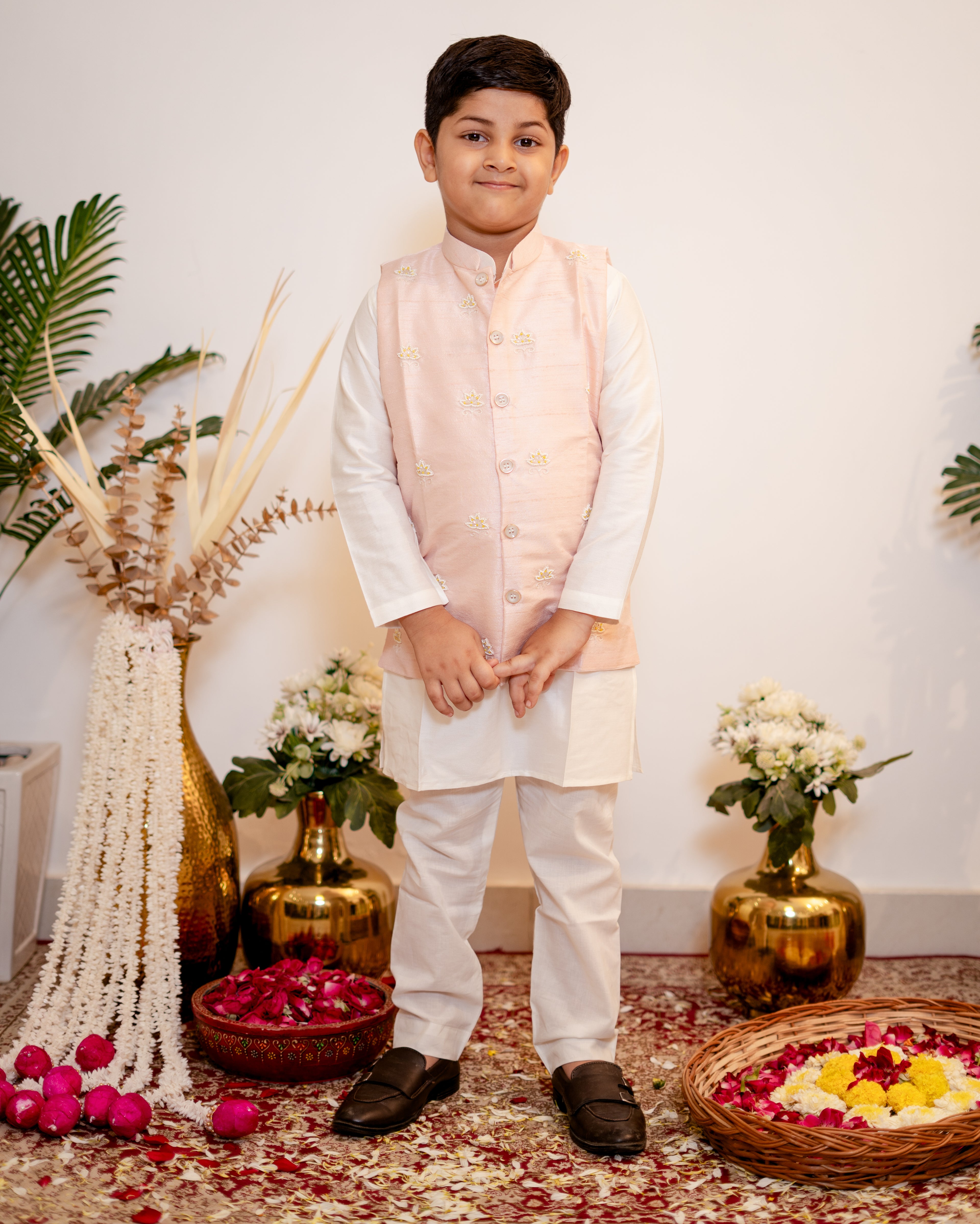 PHOOL JACKET KURTA SET BABY PINK