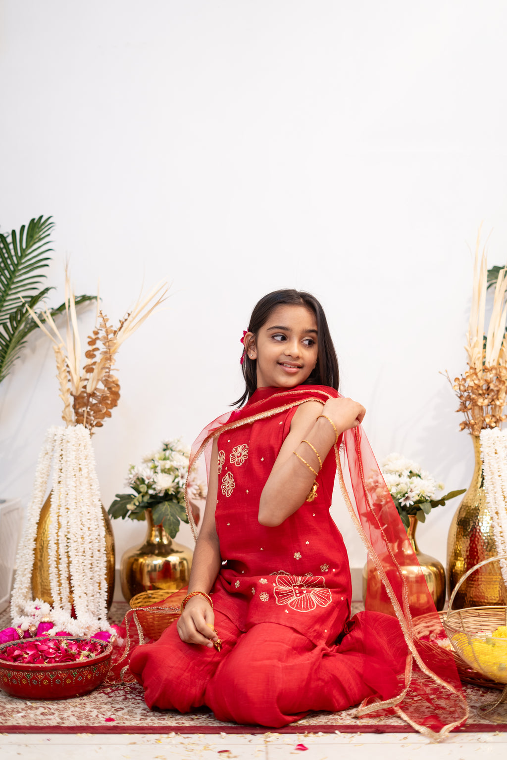 SAADGI MUL SHARARA SET RED