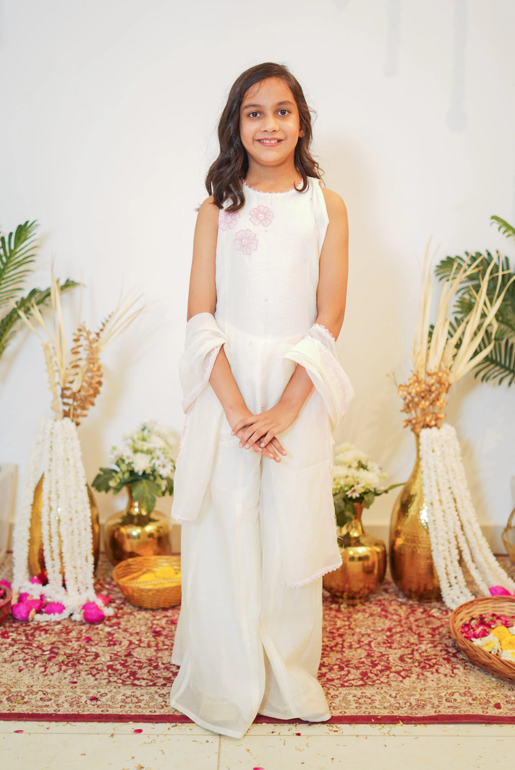 SAADGI MUL SHARARA SET WHITE