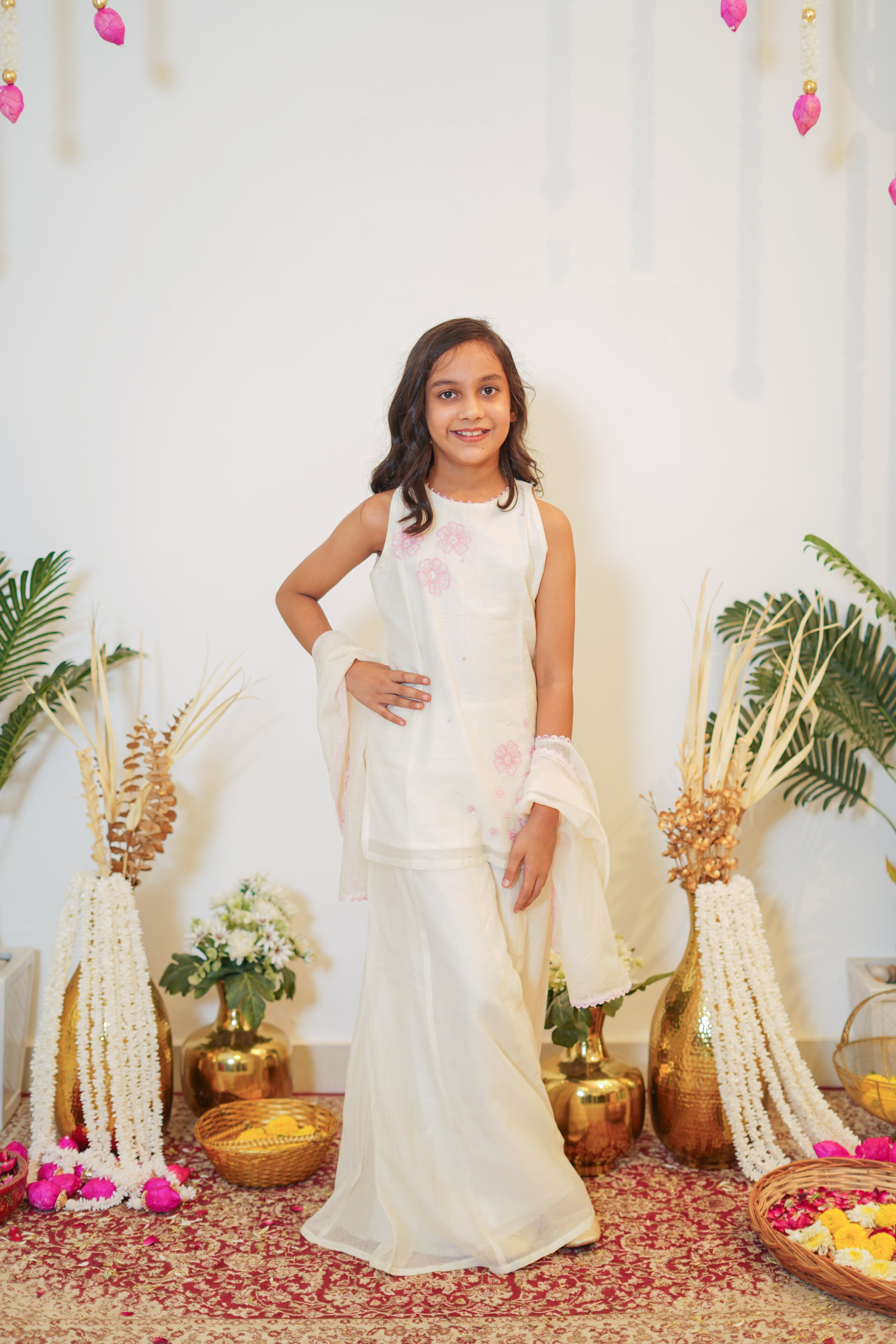 SAADGI MUL SHARARA SET WHITE