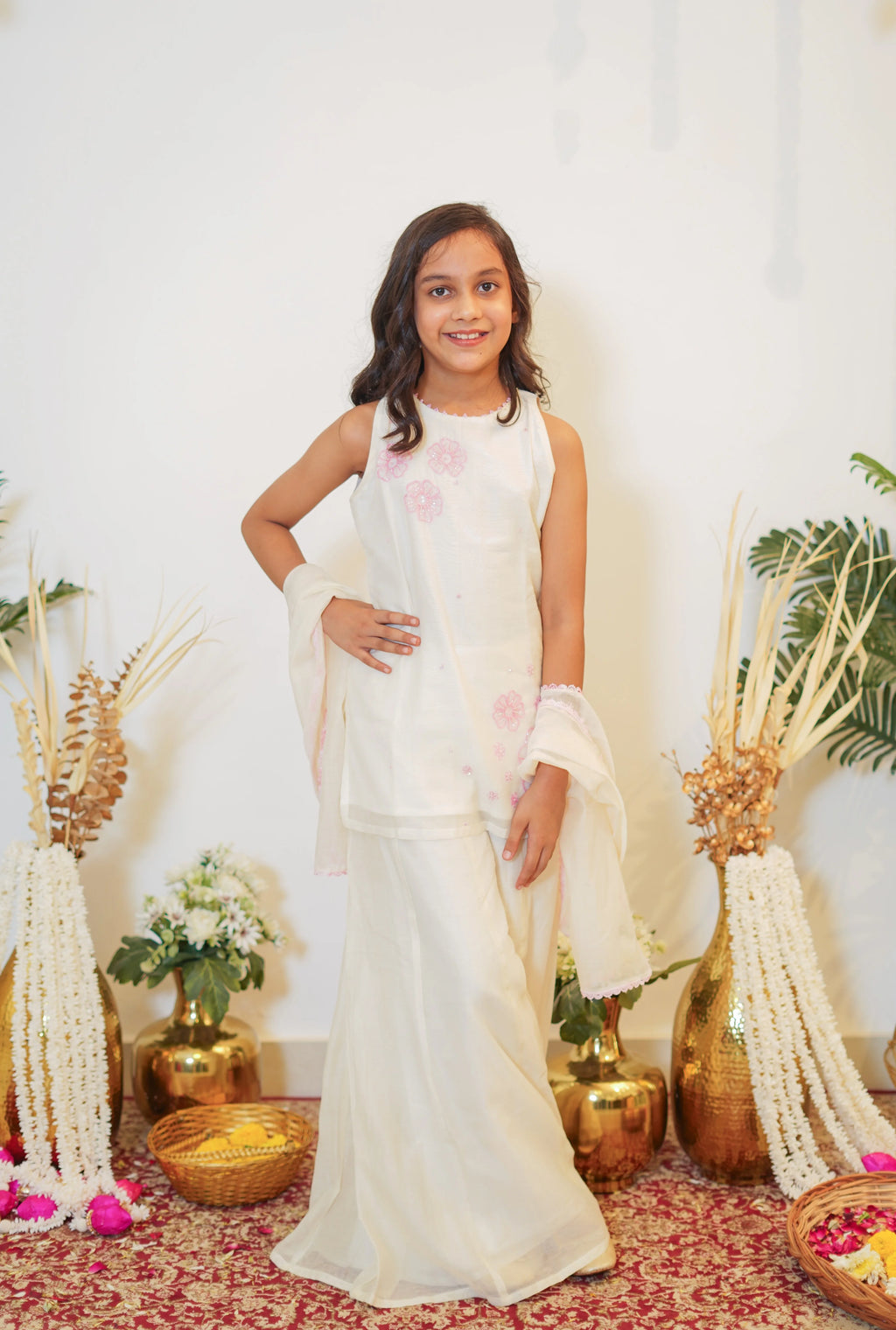 SAADGI MUL SHARARA SET WHITE