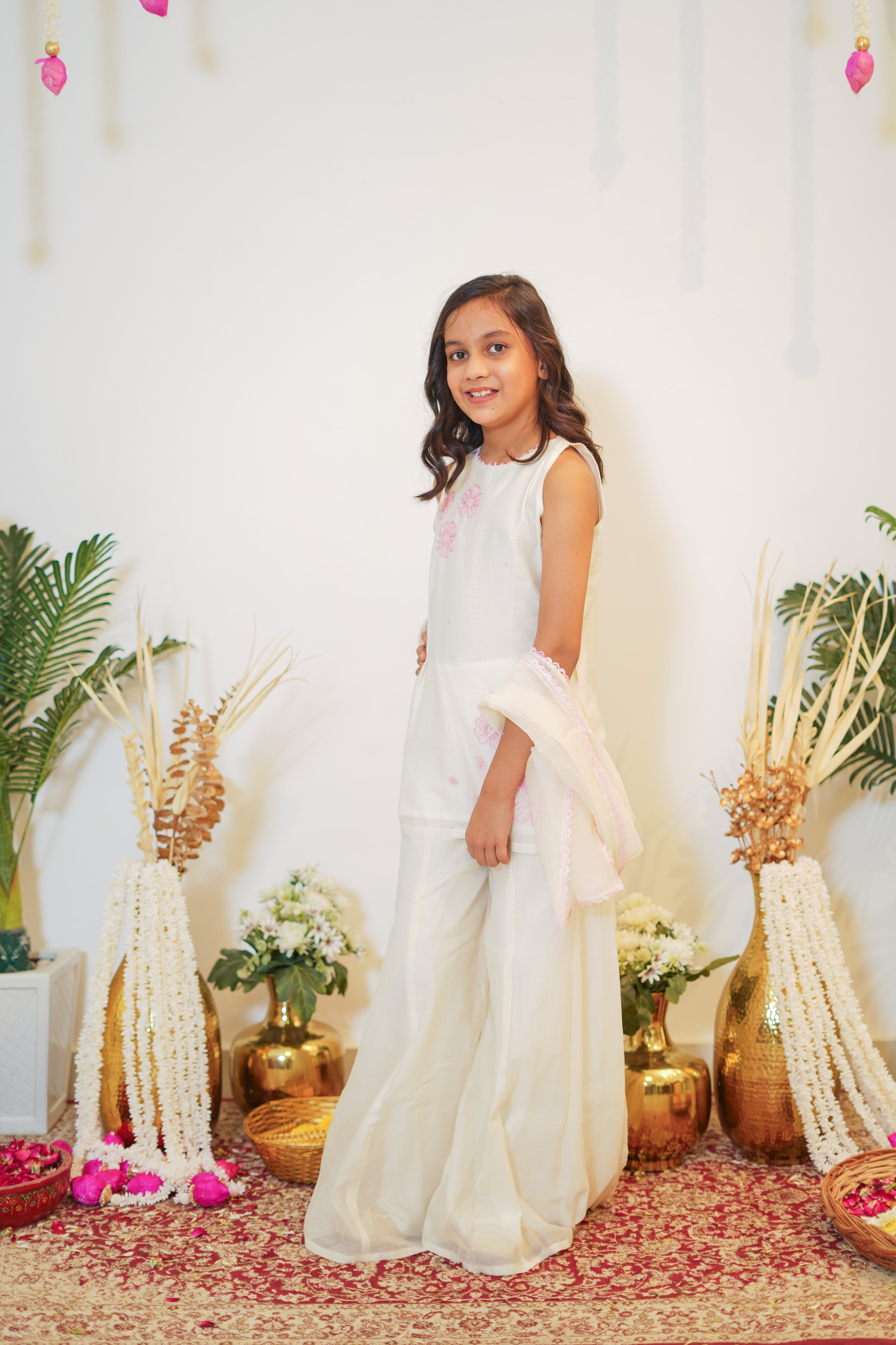 SAADGI MUL SHARARA SET WHITE