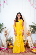 SAADGI MUL SHARARA SET YELLOW