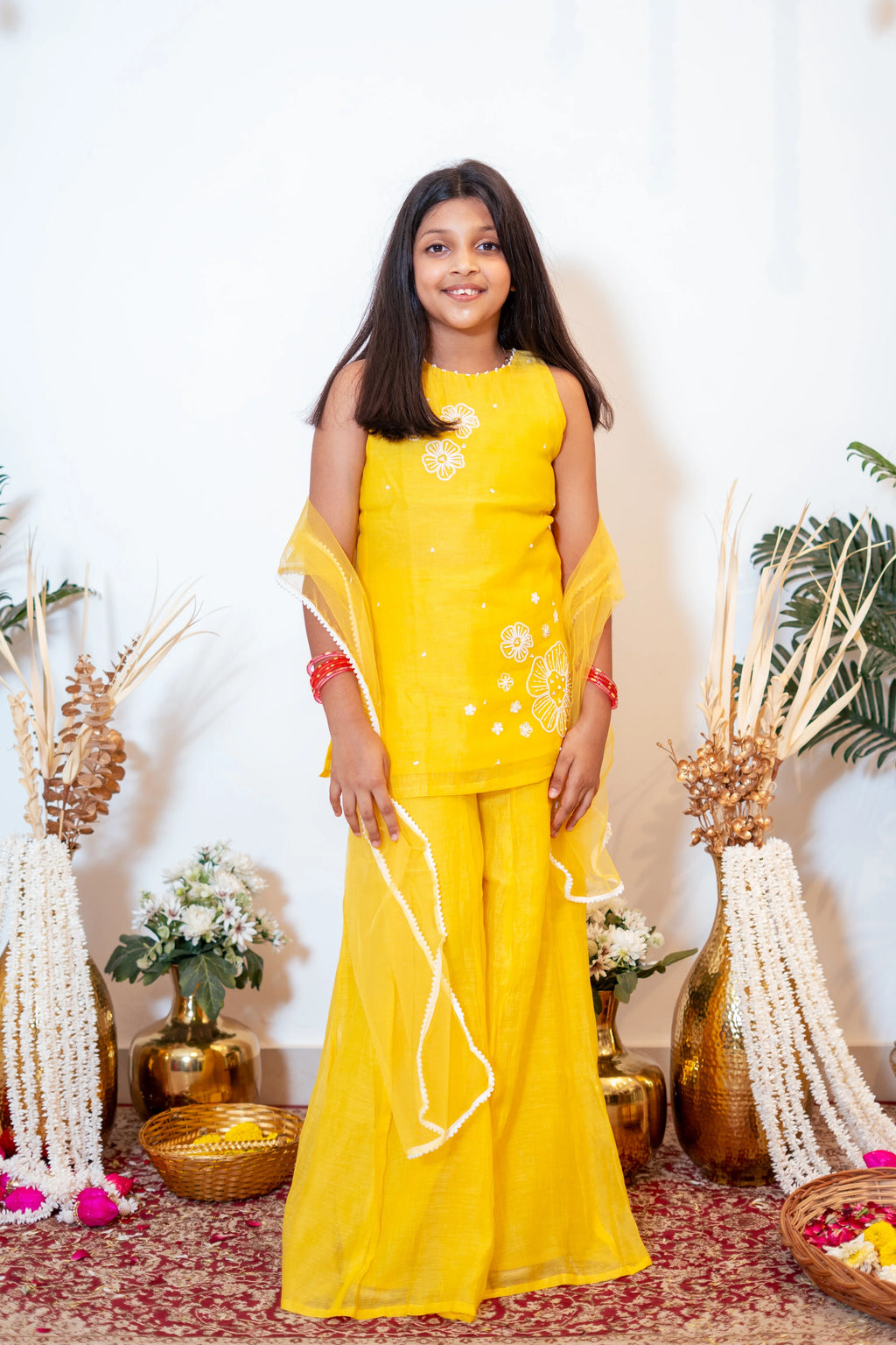 SAADGI MUL SHARARA SET YELLOW