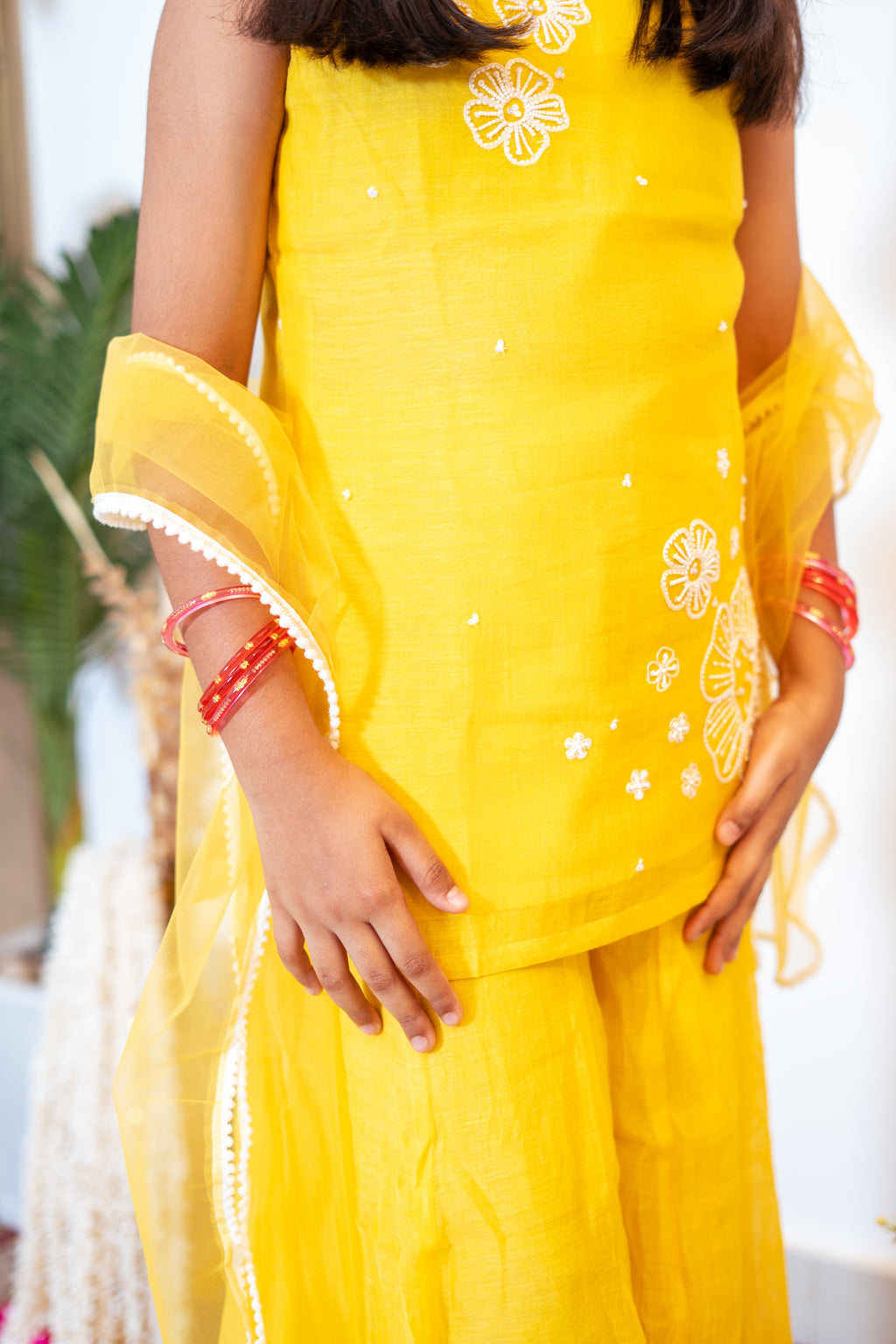 SAADGI MUL SHARARA SET YELLOW