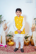 GULZAR JACKET KURTA SET YELLOW
