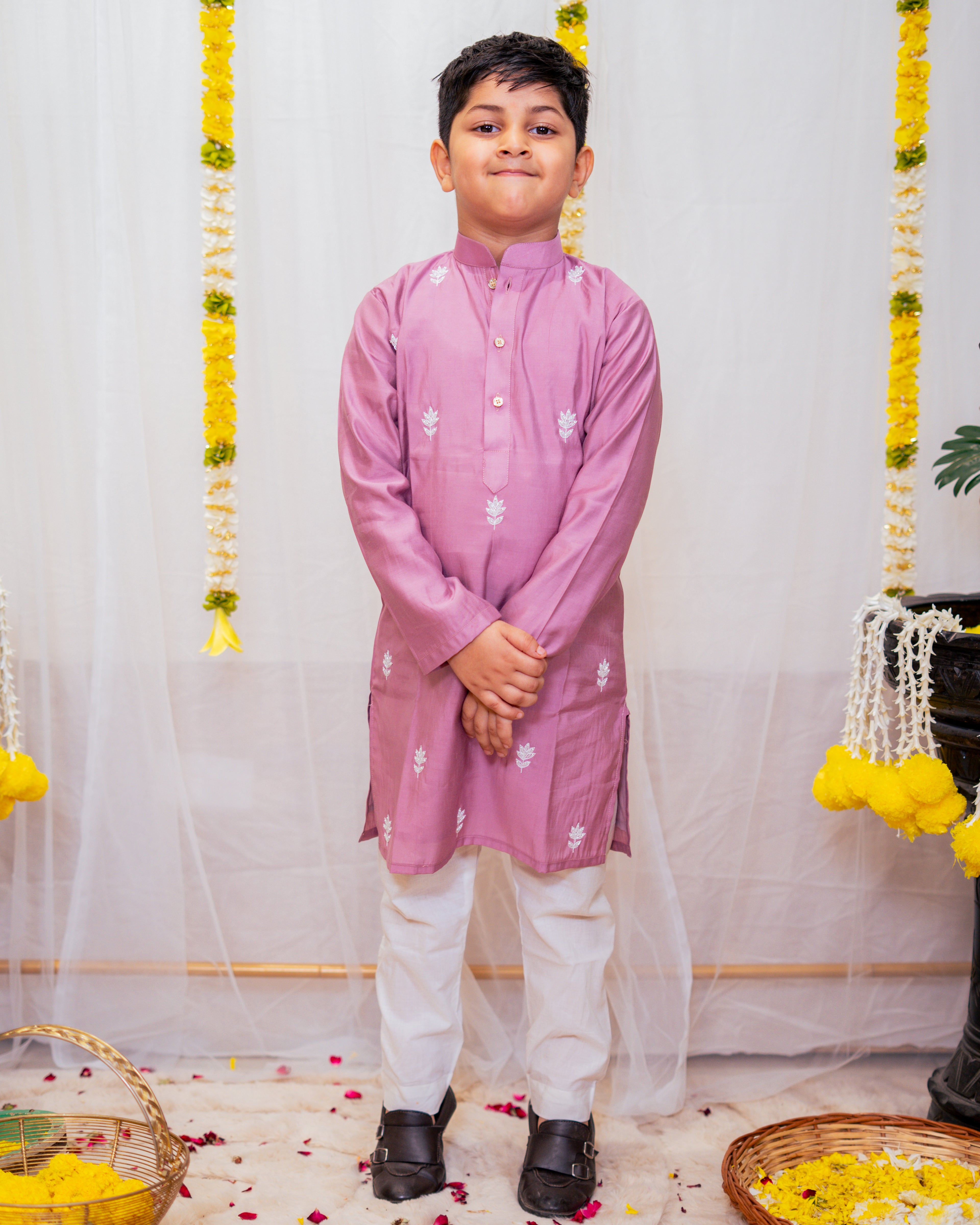 NAAZ KURTA SET PASTEL MAUVE PINK