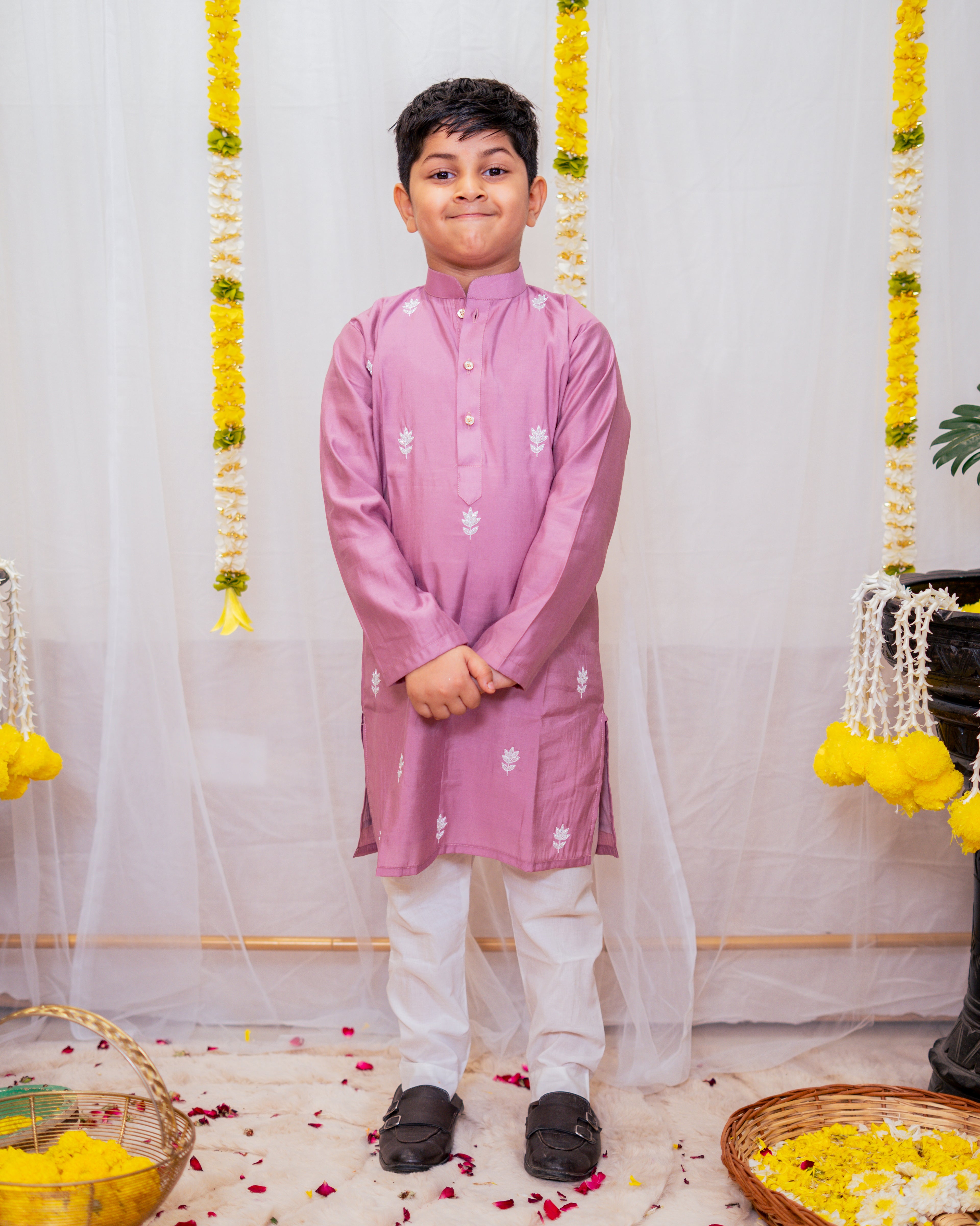 NAAZ KURTA SET PASTEL MAUVE PINK