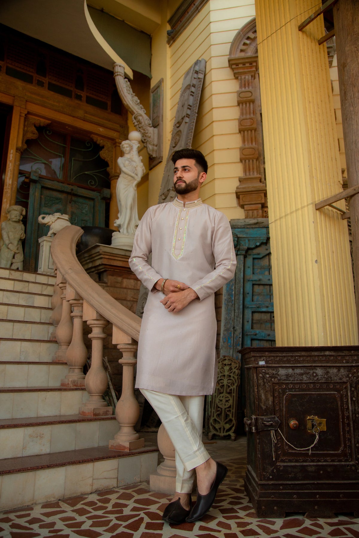 Starlight Icy Blue Embroidered Kurta Set