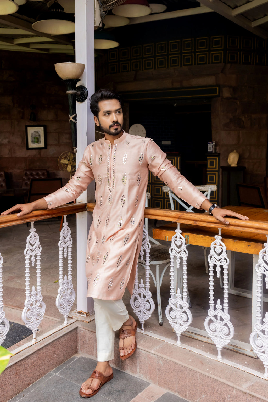 Katli Work Peach Pink Kurta Set