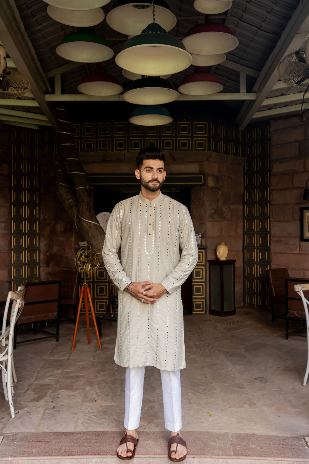 Savera Steel Grey Embroidered Kurta Set