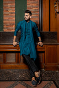 Blink Teal Blue Embroidered Kurta Set