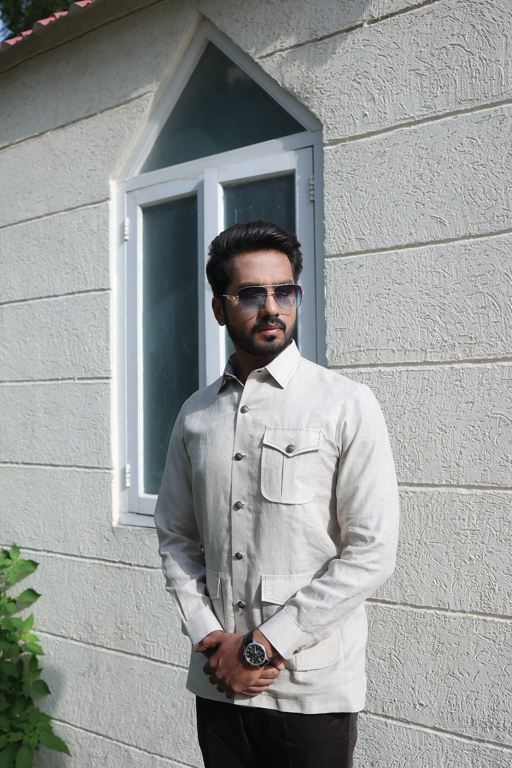 Stitch Mark Hunter Shirt – Off White Linen Shirt