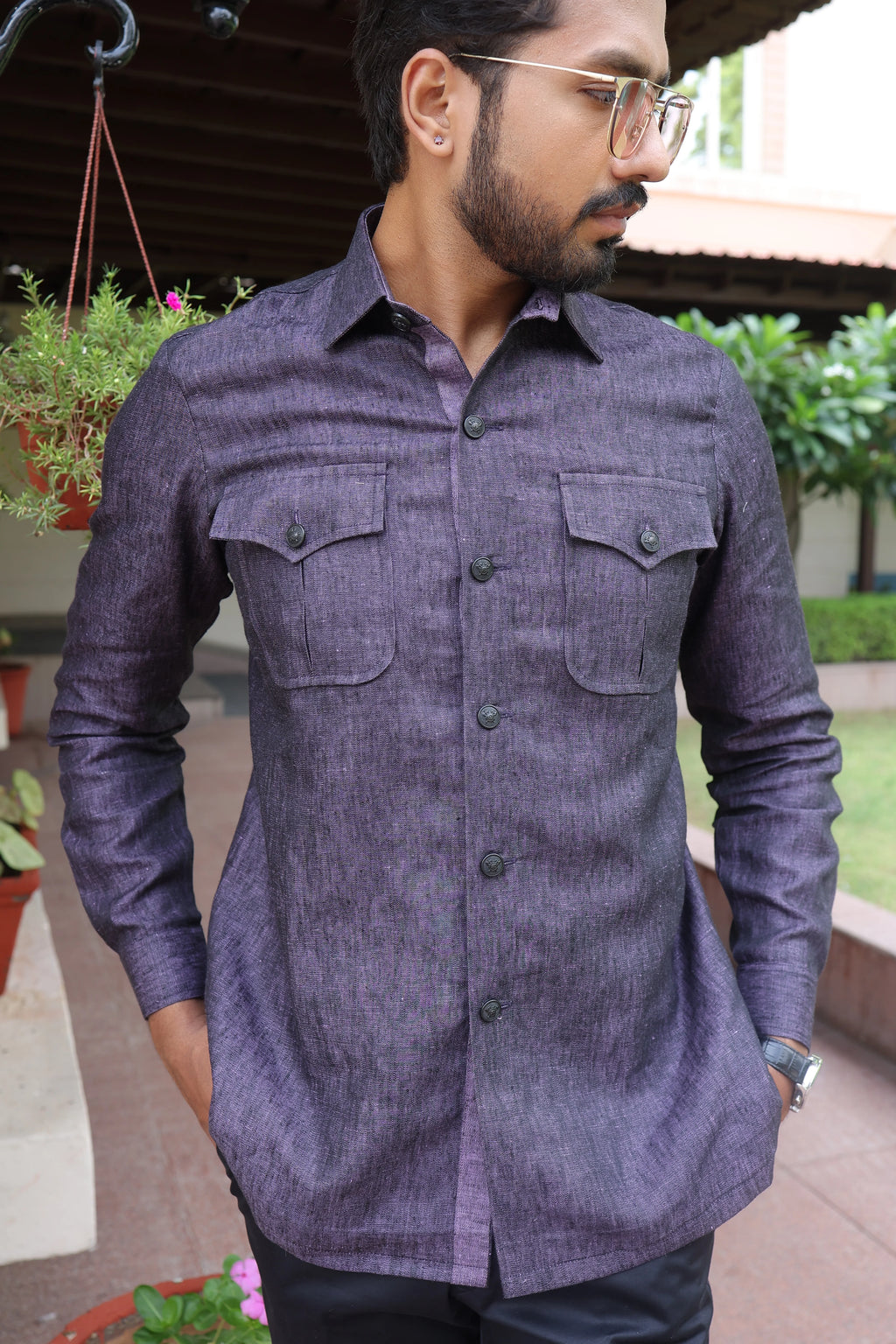 Corbett Purple Linen Hunting Shirt