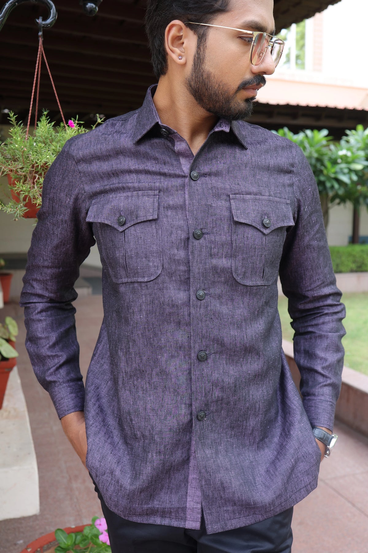 Corbett Purple Linen Hunting Shirt