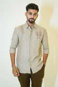 Tiger Embroidered Linen Shirt