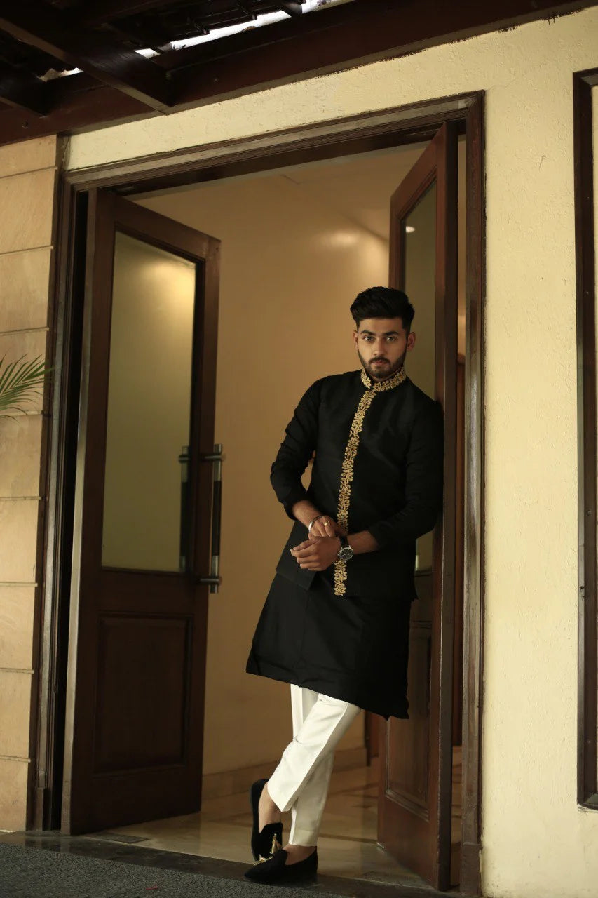 Daali Black Nehru Jacket Set
