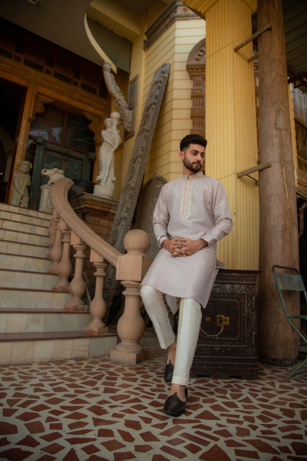 Starlight Icy Blue Embroidered Kurta Set