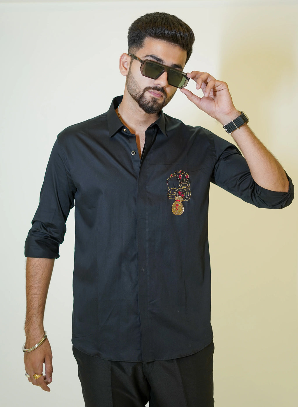 Black Poker Motif Designer Shirt