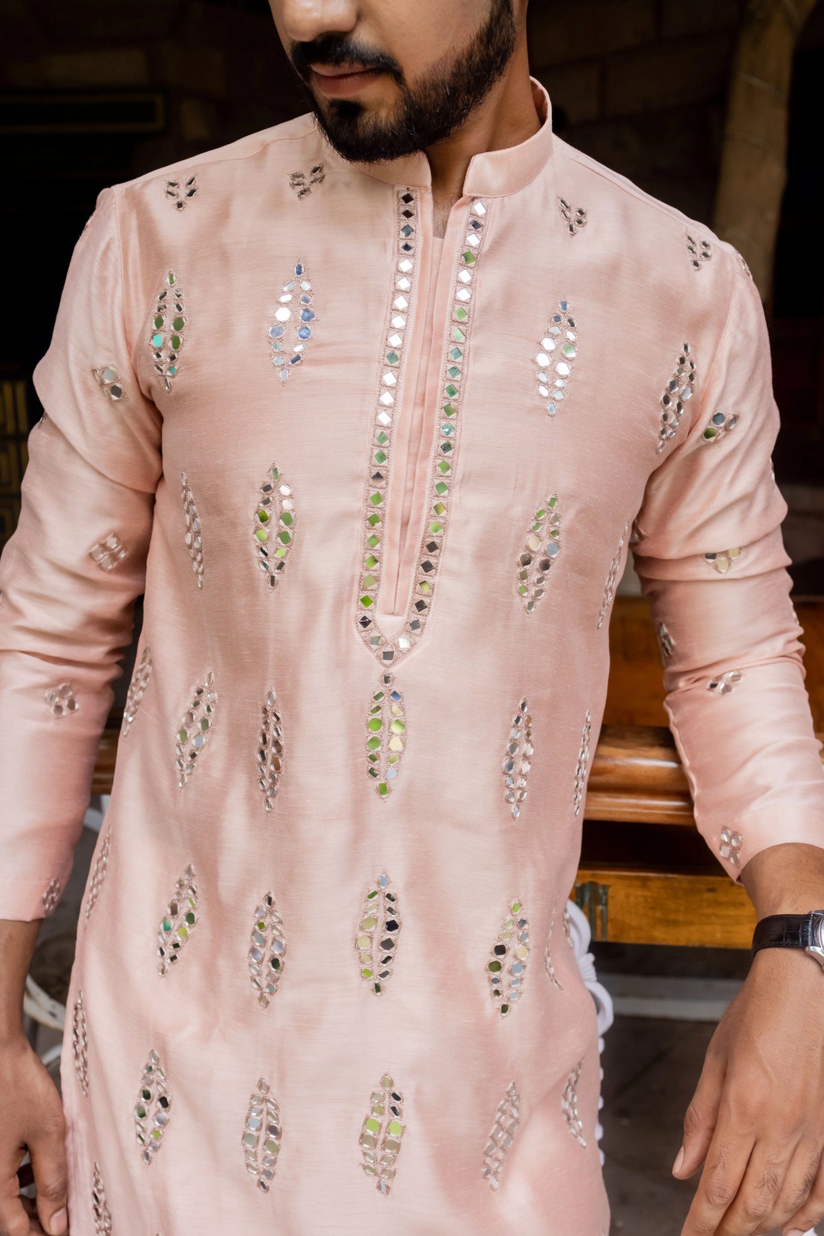 Katli Work Peach Pink Kurta Set