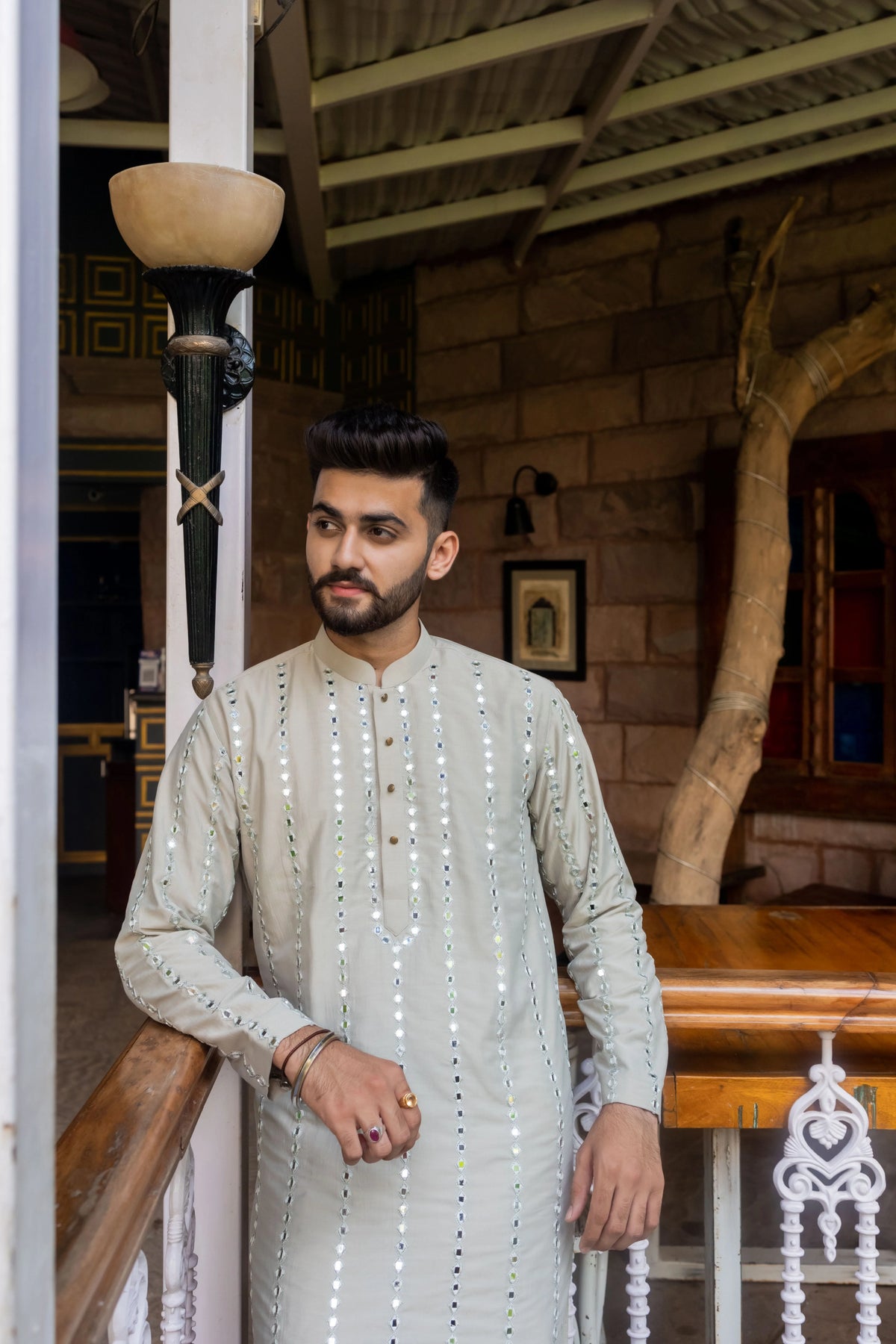 Savera Steel Grey Embroidered Kurta Set