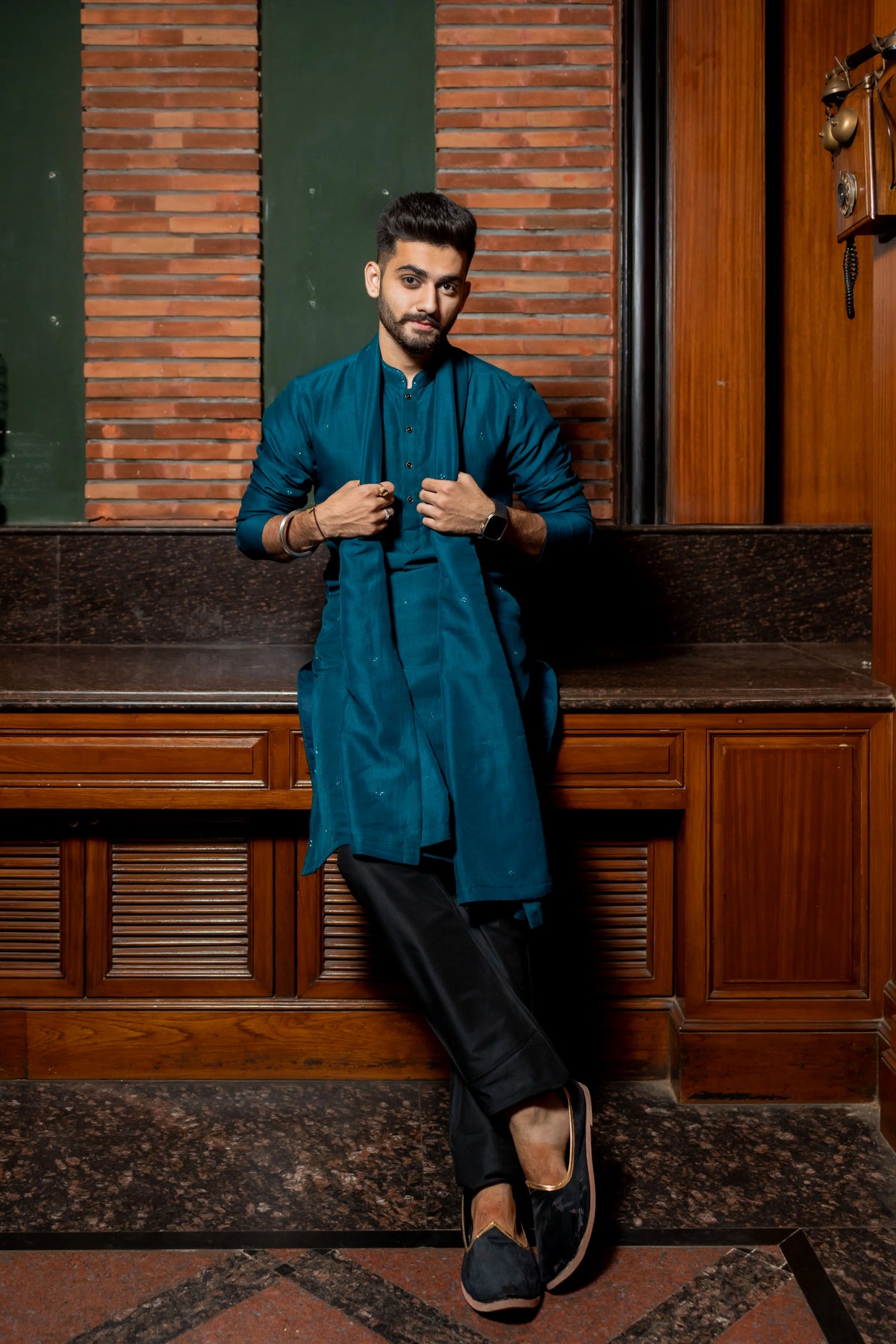 Blink Teal Blue Embroidered Kurta Set