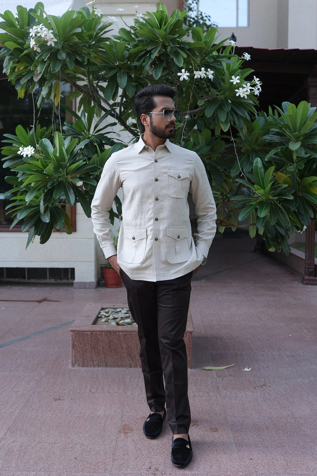 Stitch Mark Hunter Shirt – Off White Linen Shirt