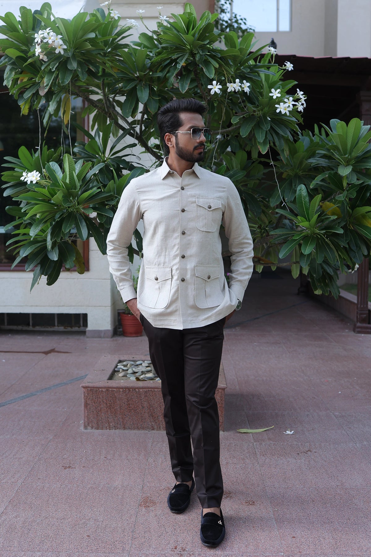 Stitch Mark Hunter Shirt – Off White Linen Shirt