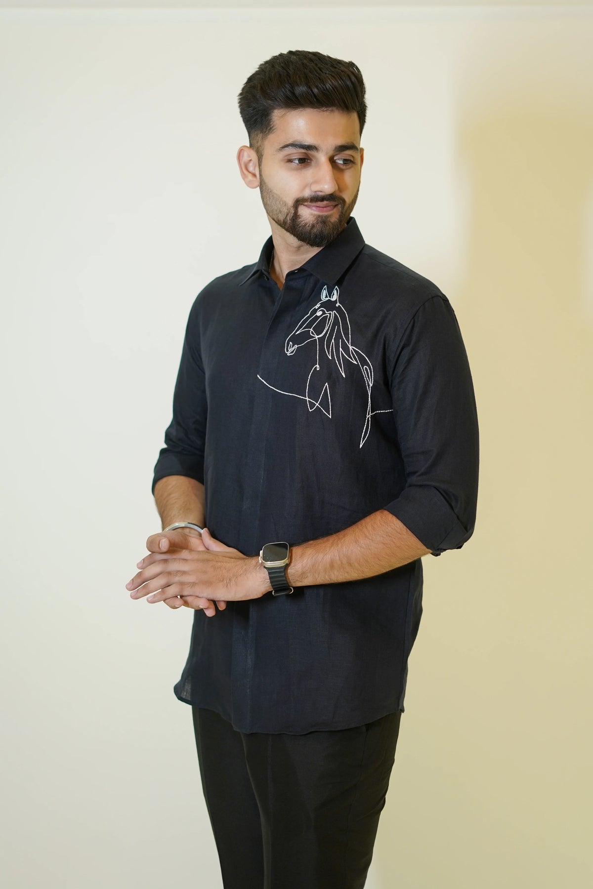 Kala Ghoda Navy Blue Linen Shirt