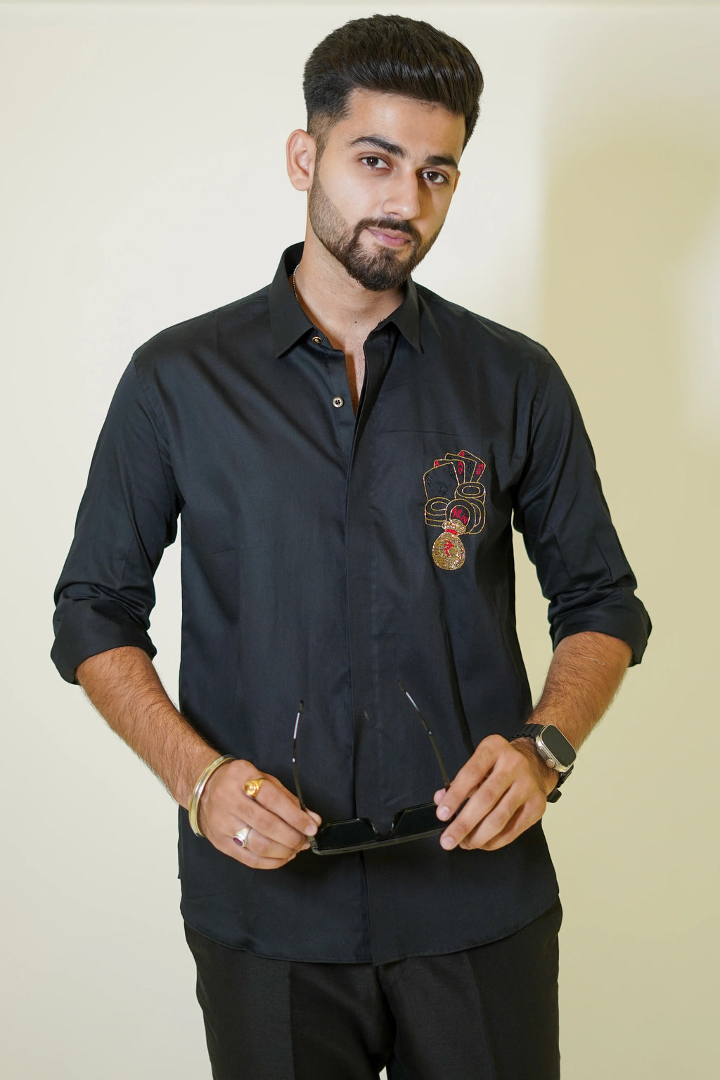Black Poker Motif Designer Shirt