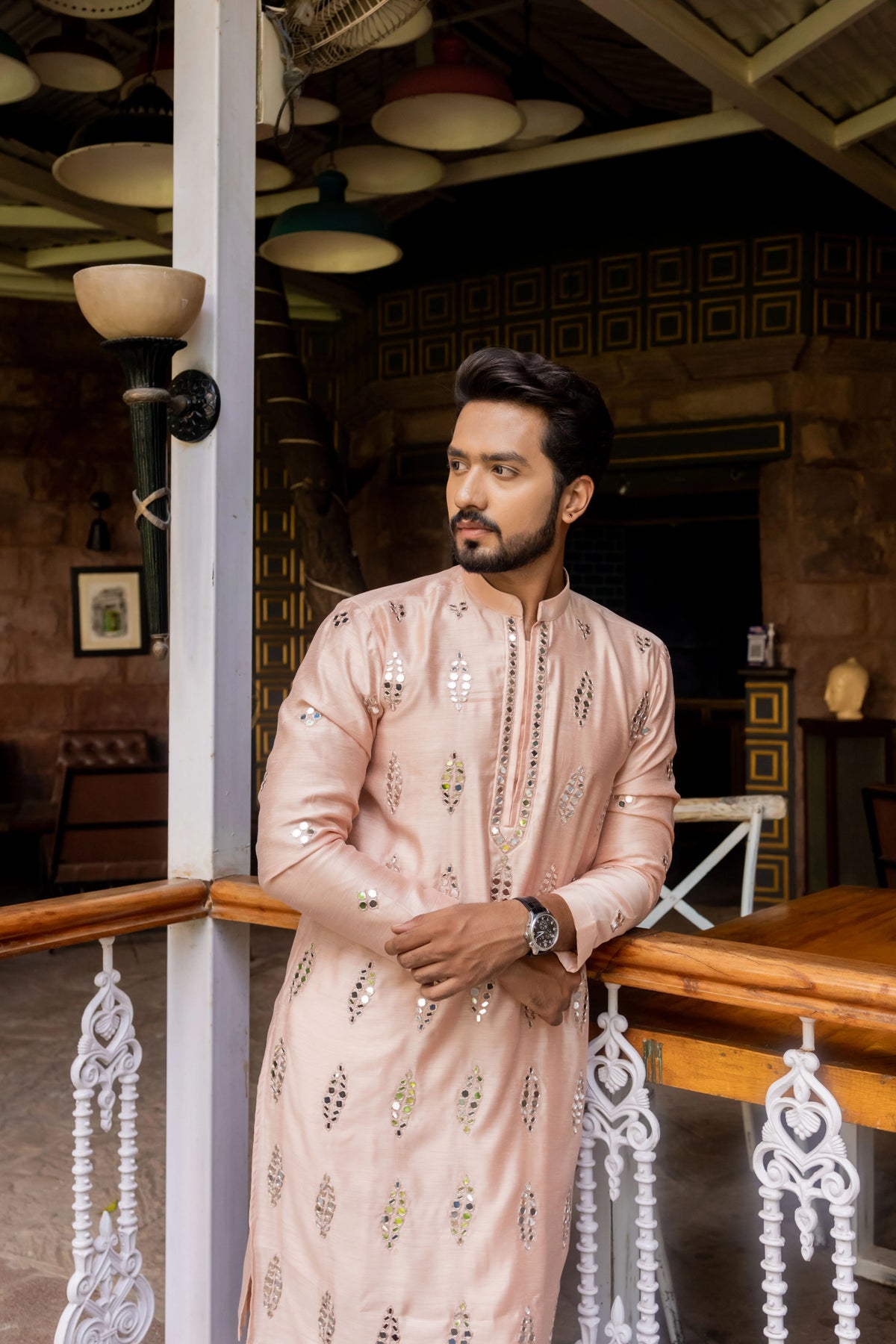 Katli Work Peach Pink Kurta Set