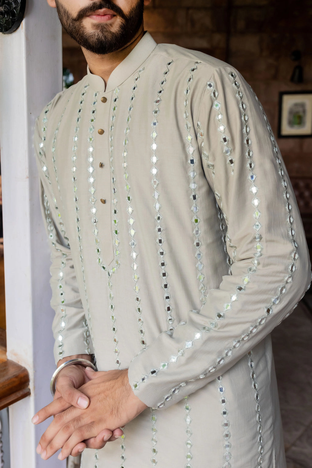 Savera Steel Grey Embroidered Kurta Set