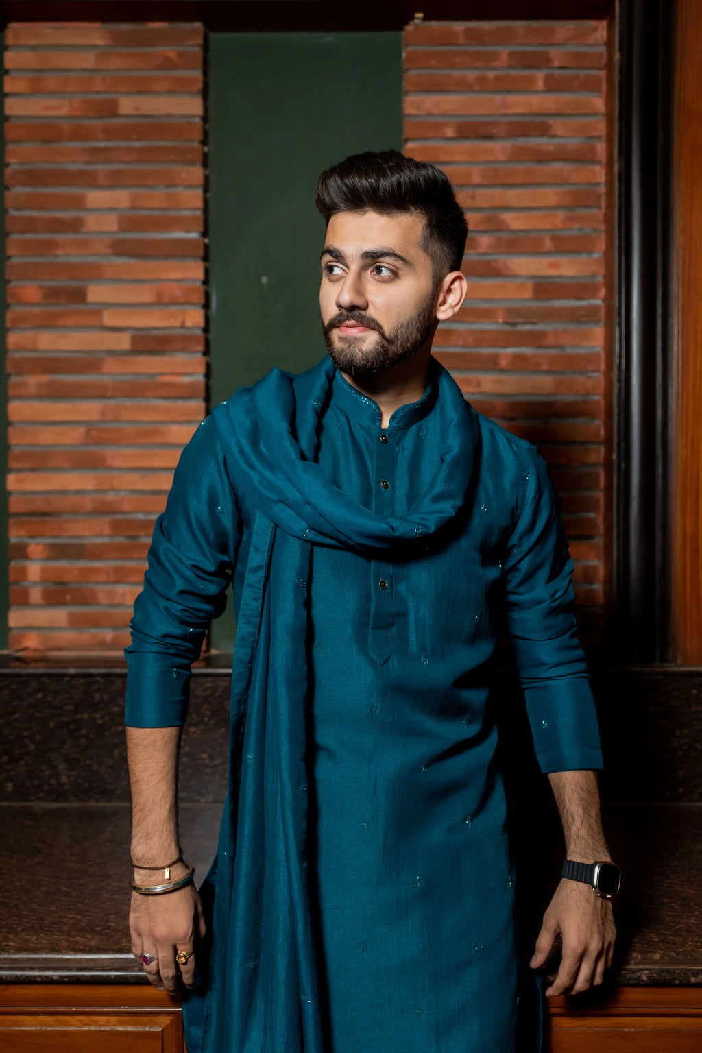 Blink Teal Blue Embroidered Kurta Set