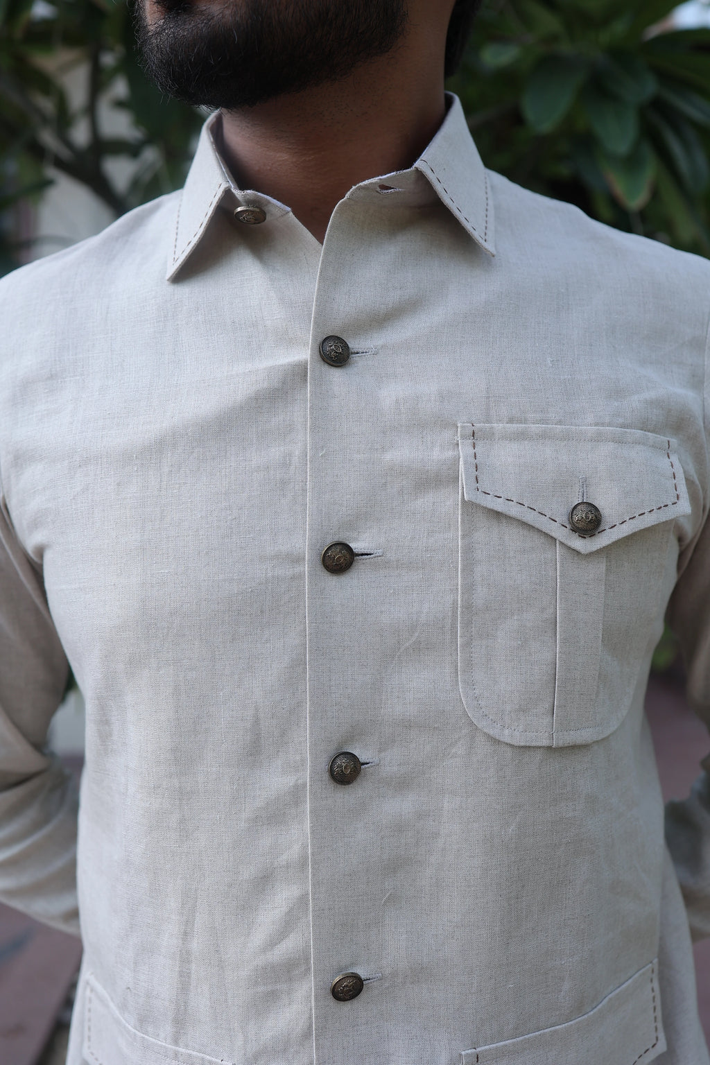 Stitch Mark Hunter Shirt – Off White Linen Shirt