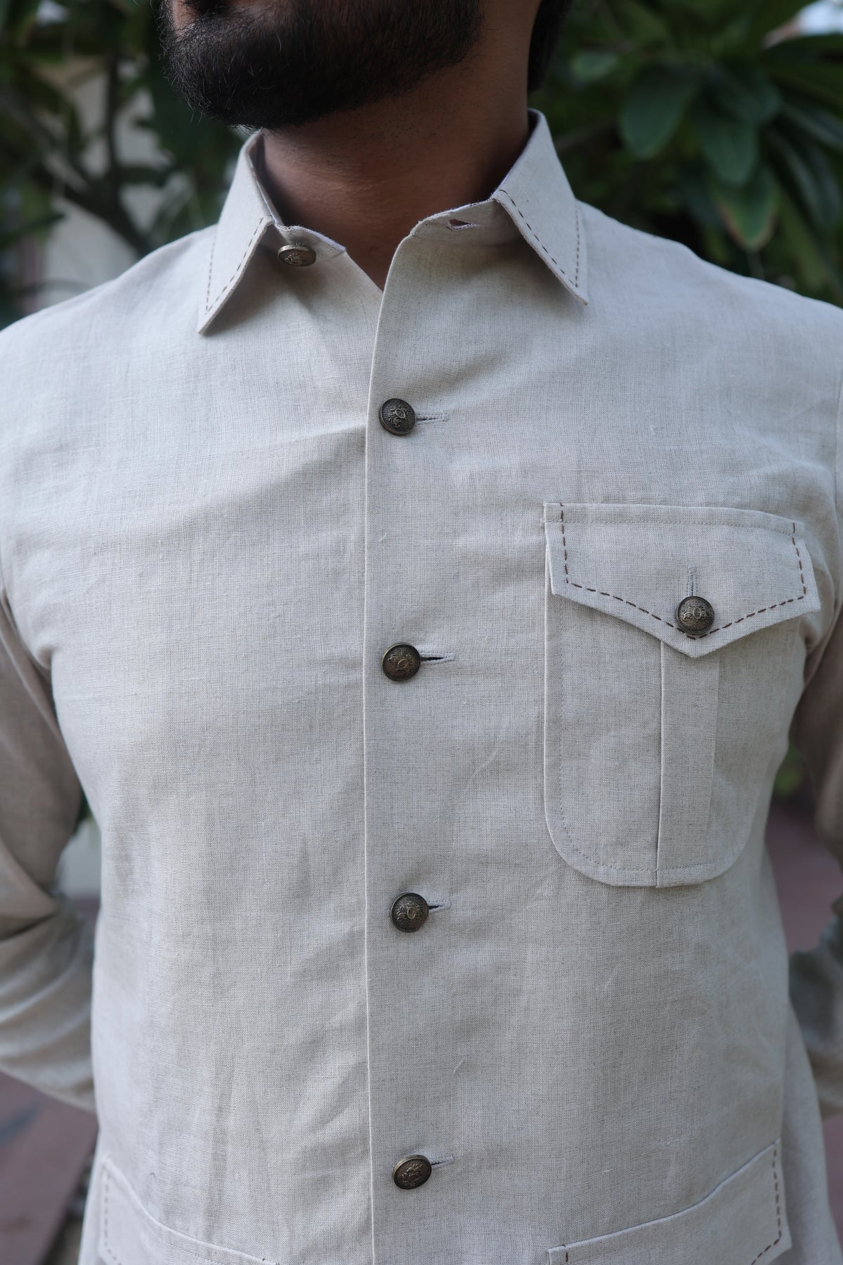 Stitch Mark Hunter Shirt – Off White Linen Shirt