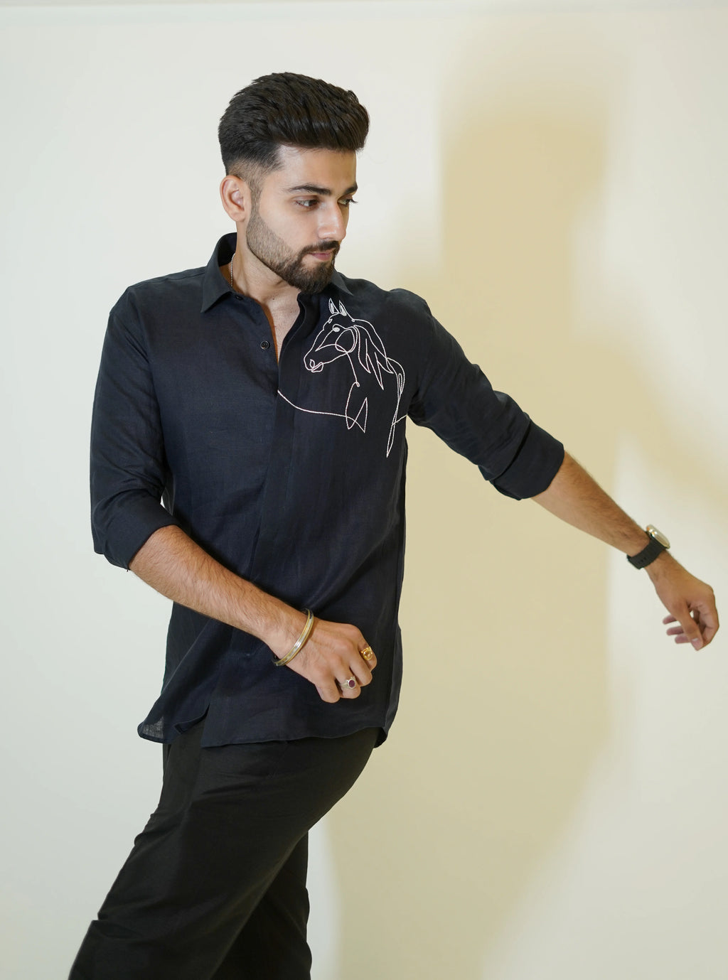 Kala Ghoda Navy Blue Linen Shirt