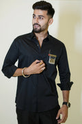 Black Cigar and Rum Motif Designer Shirt