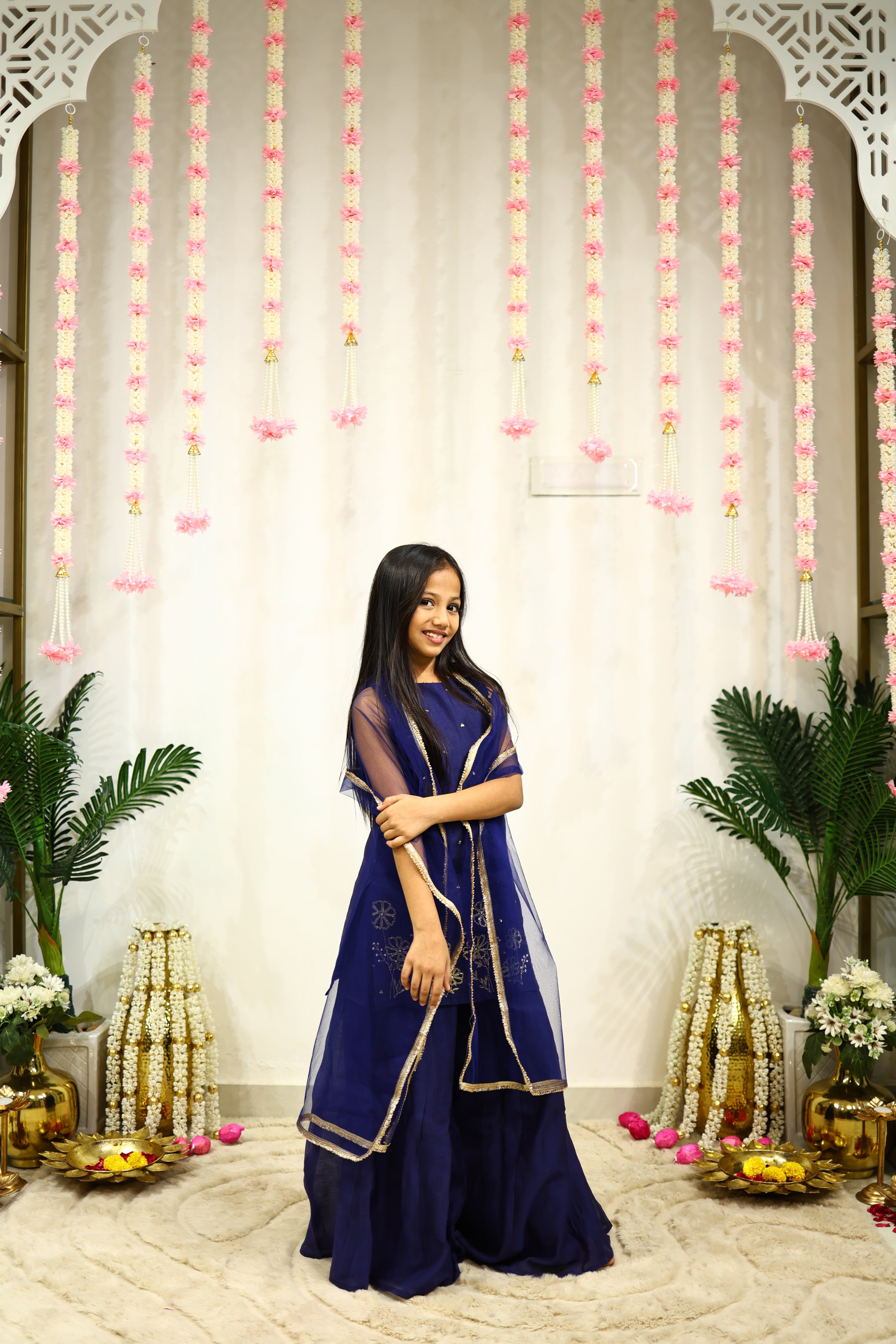 SUNHERI MUL SHARARA SET BLUE