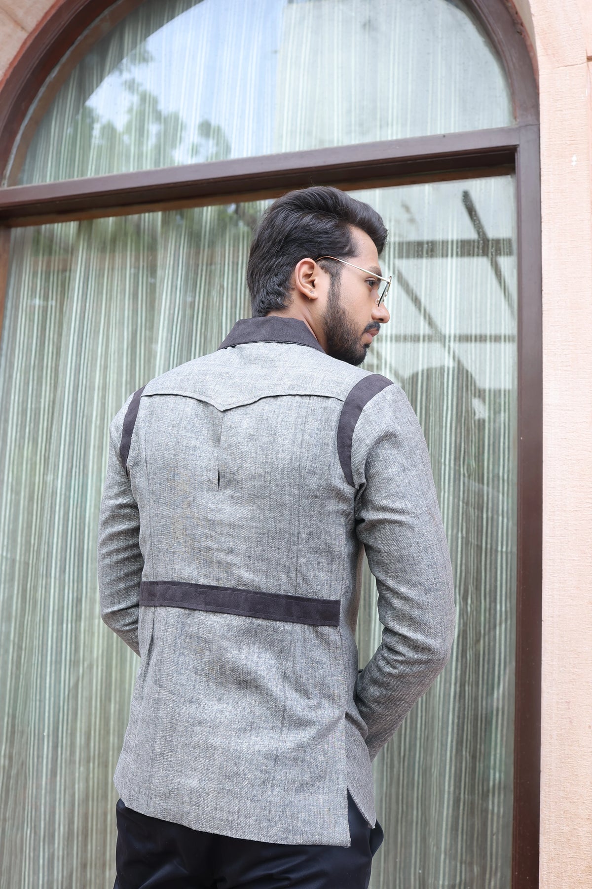 Grey Safari Hunter Shirt with Flap Pockets