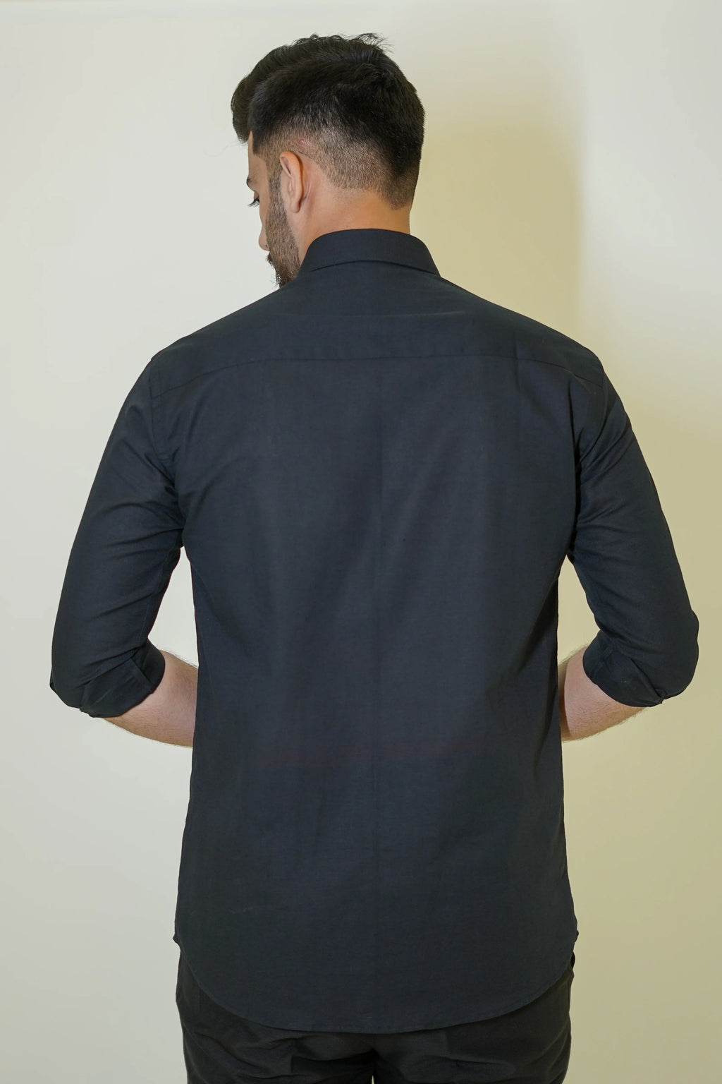 Leopard Embroidered Black Linen Shirt