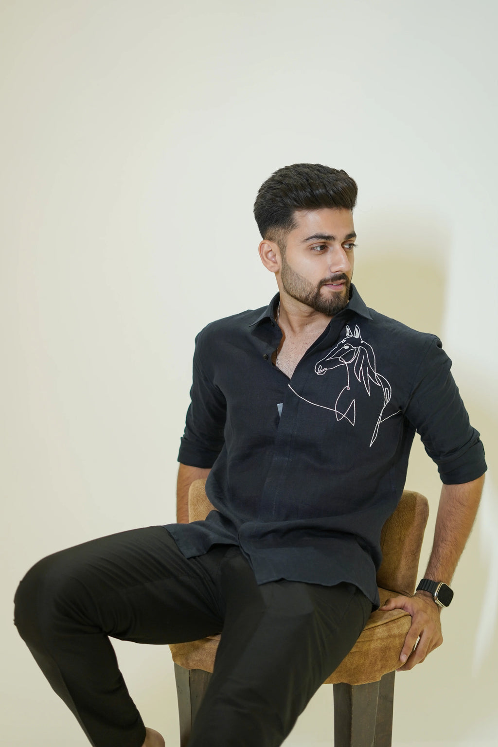 Kala Ghoda Navy Blue Linen Shirt