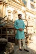 Anokhi Aqua Blue Embroidered Kurta Set