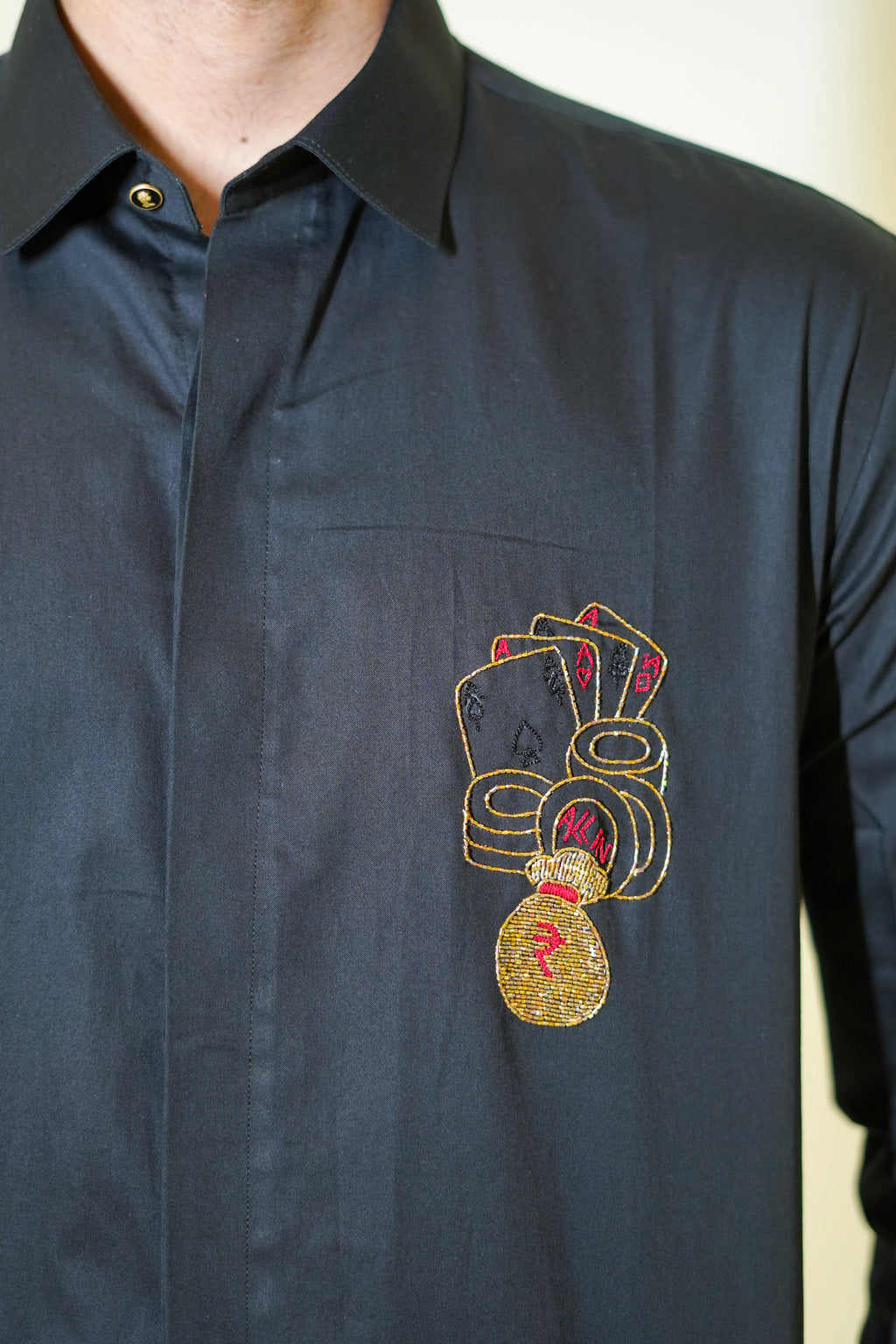Black Poker Motif Designer Shirt
