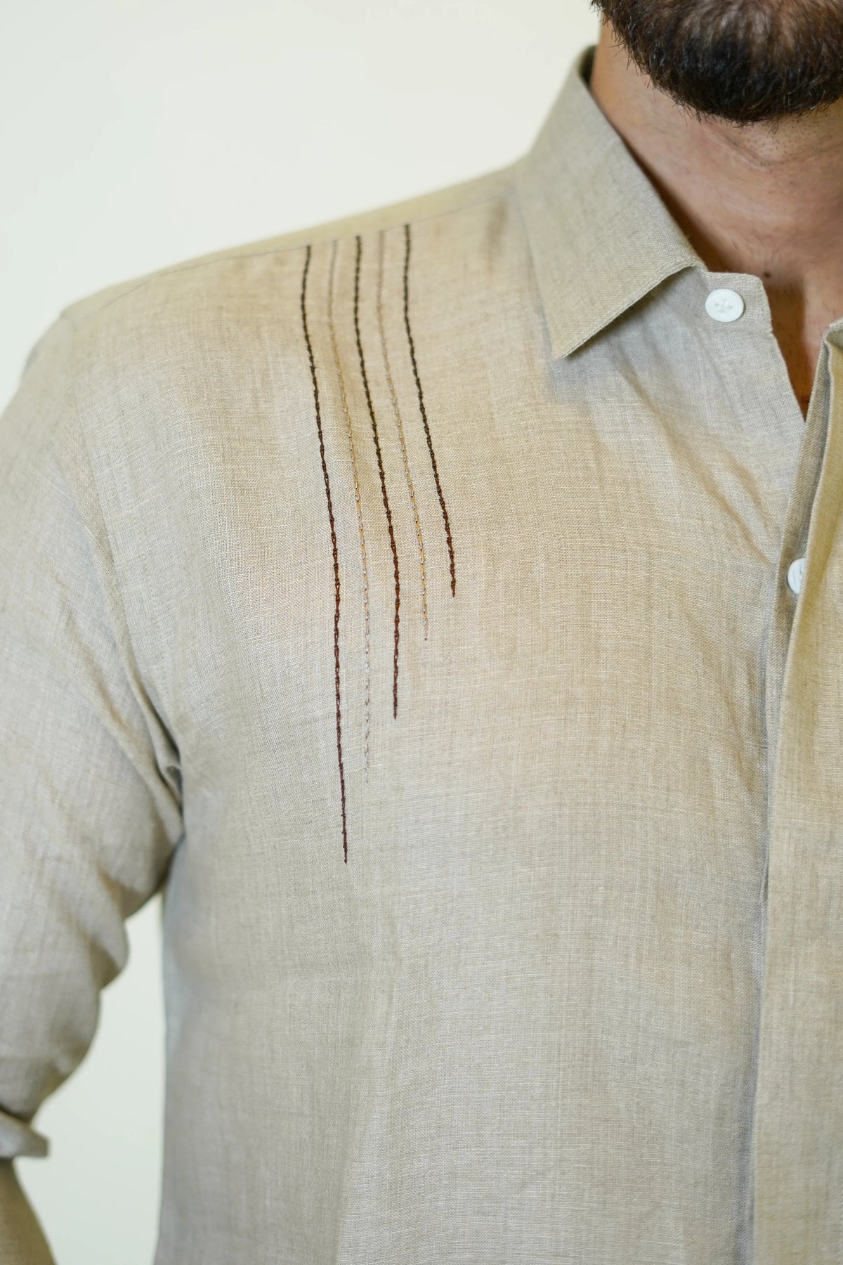 Tiger Embroidered Linen Shirt