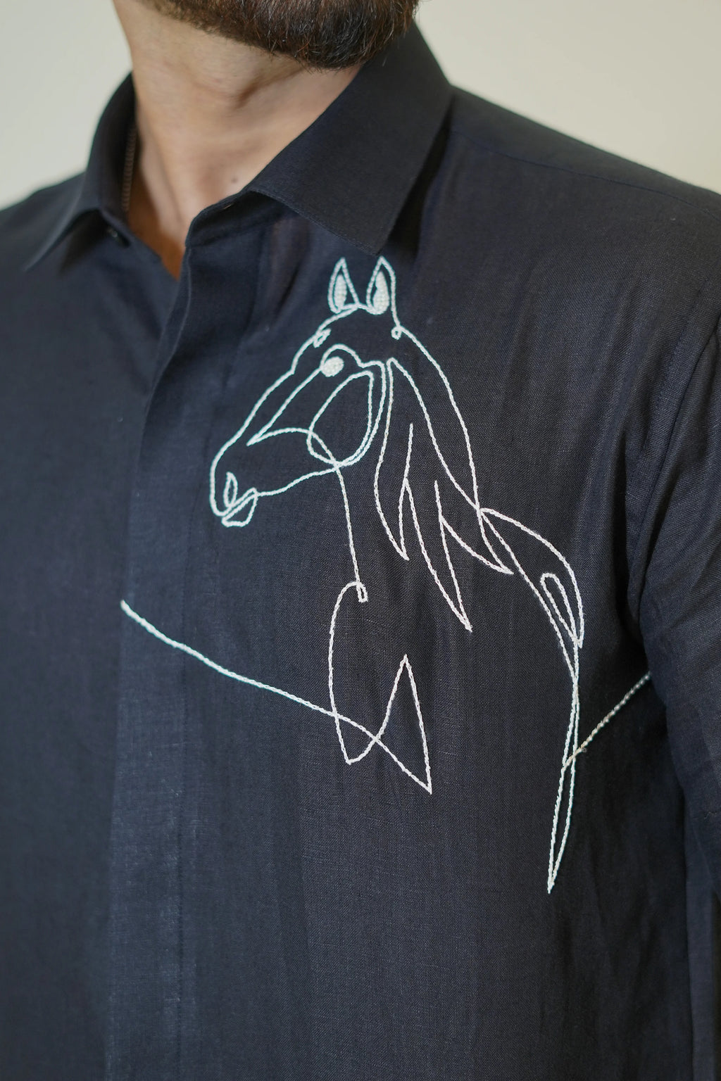 Kala Ghoda Navy Blue Linen Shirt