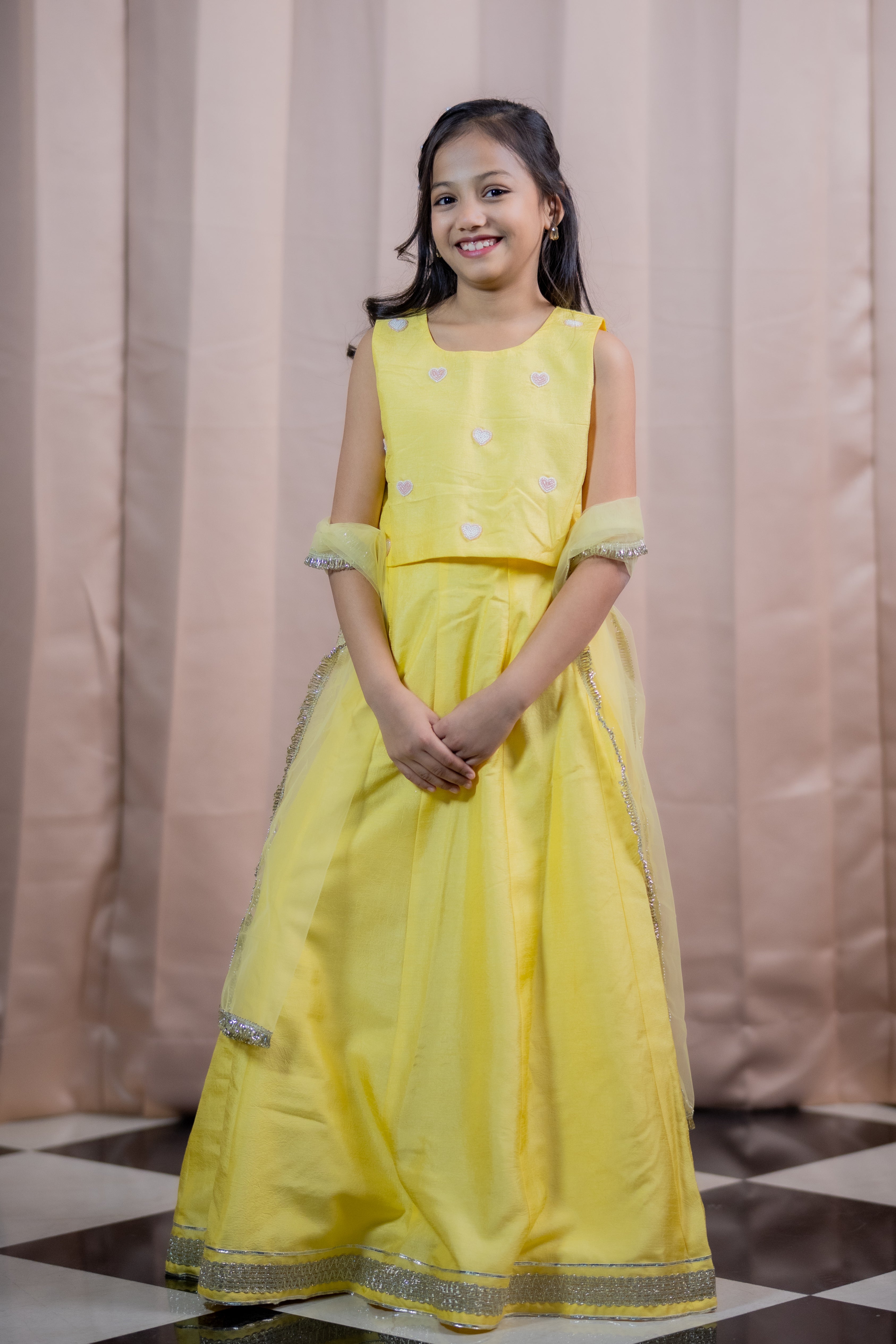 HEART LEHENGA SET YELLOW