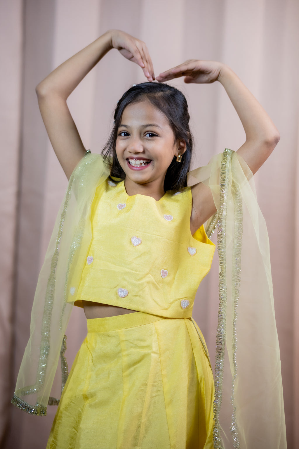 HEART LEHENGA SET YELLOW