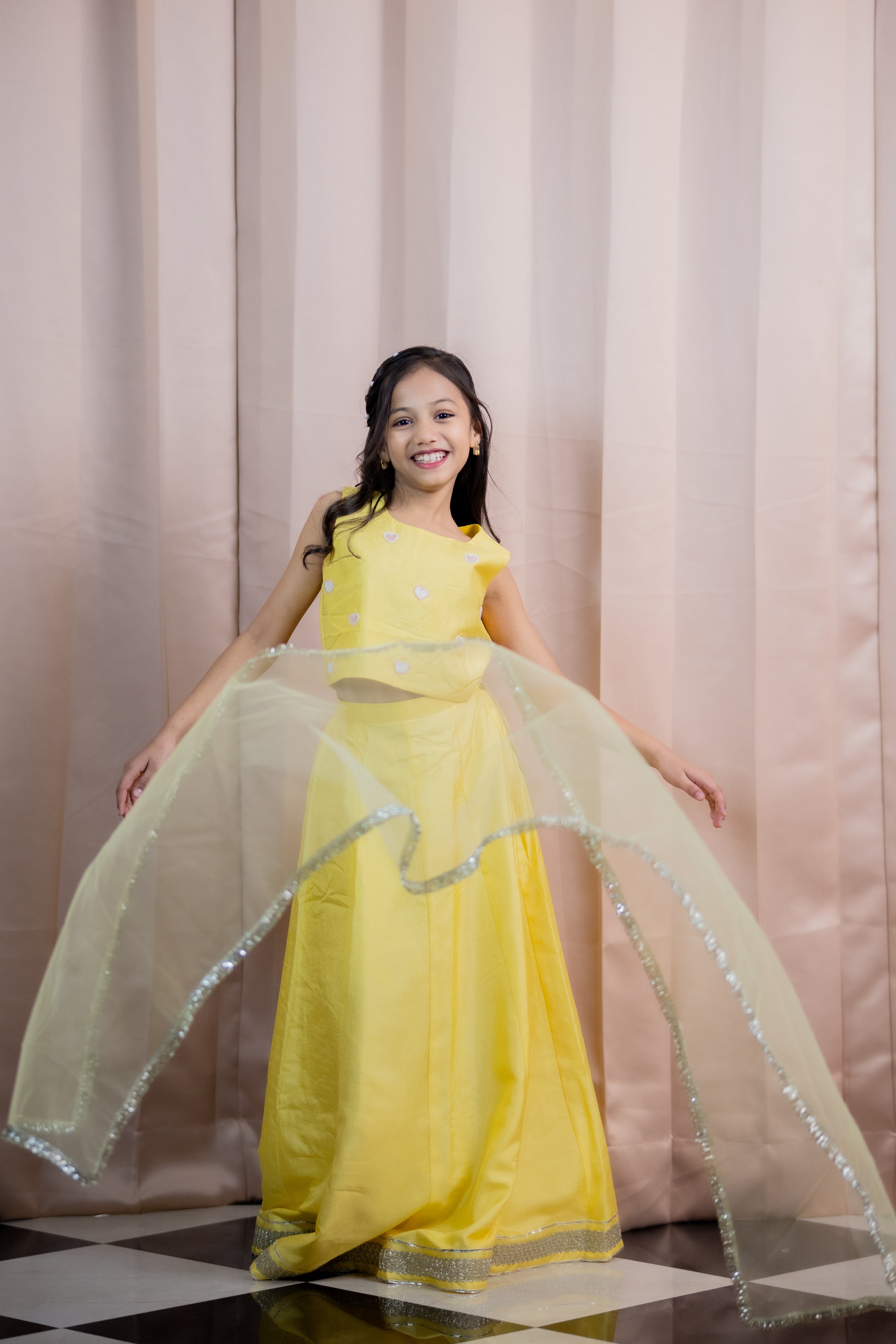 HEART LEHENGA SET YELLOW