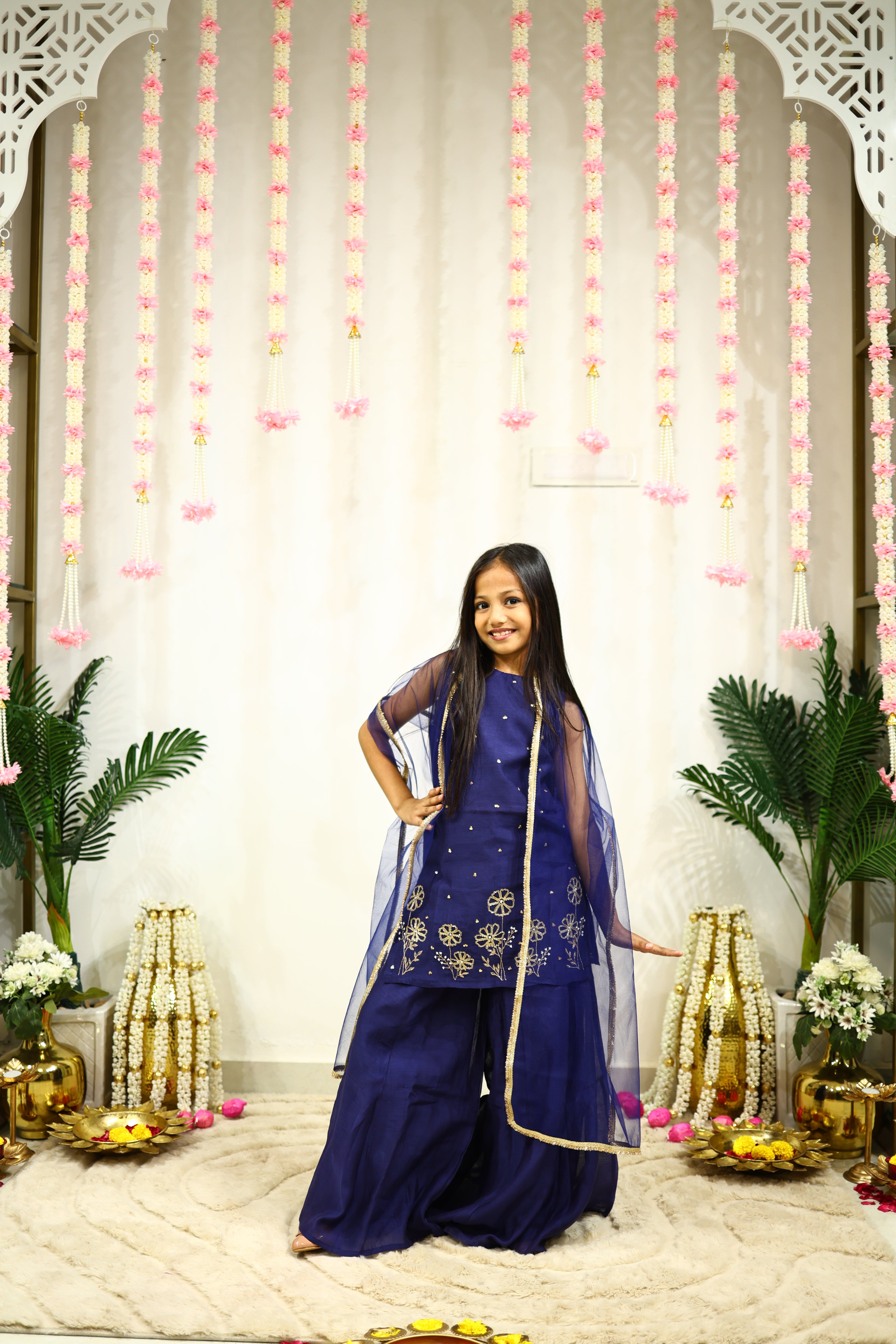 SUNHERI MUL SHARARA SET BLUE