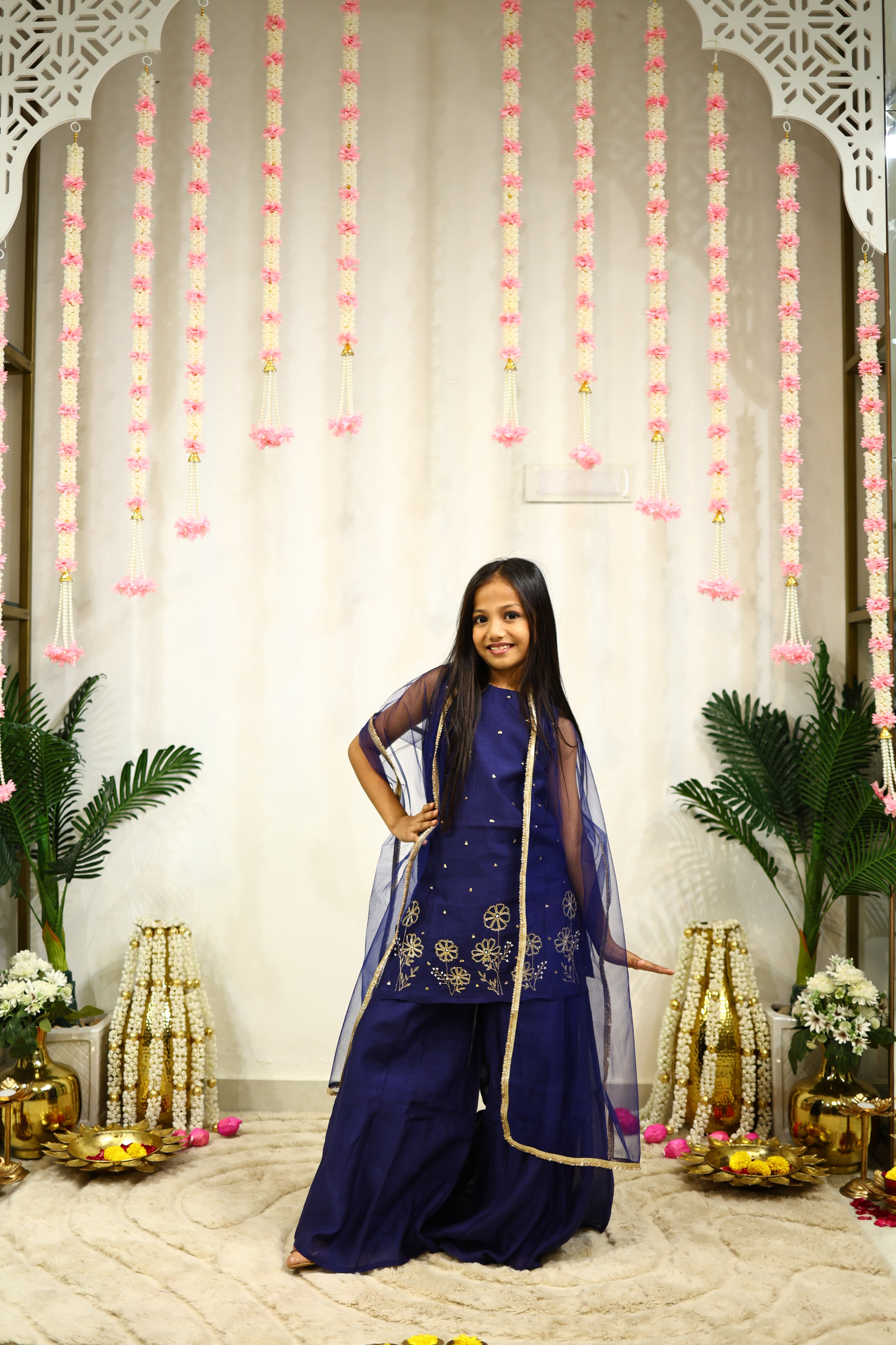 SUNHERI MUL SHARARA SET BLUE